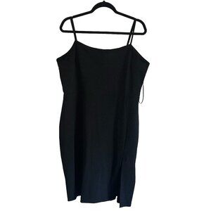 Express Plus Size XL Form Fitting Spaghetti Strap Thigh Slit Little Black Dress